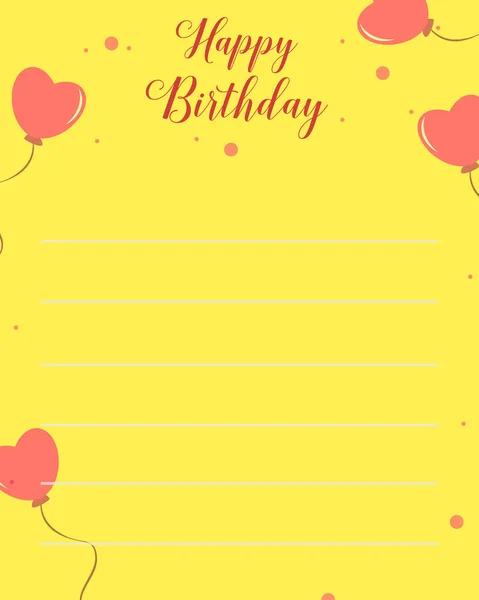 Tarjeta de felicitación feliz cumpleaños con fondo amarillo — Vector de stock