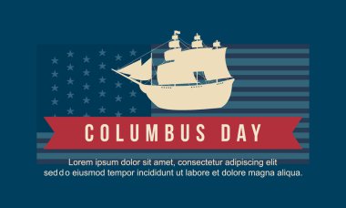 Kolomb Günü mavi zemin üzerine