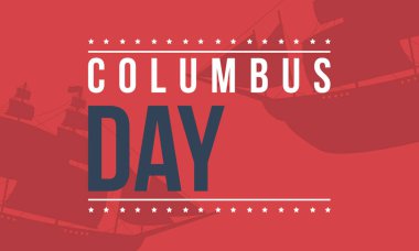 Kolomb Günü kırmızı zemin üzerine