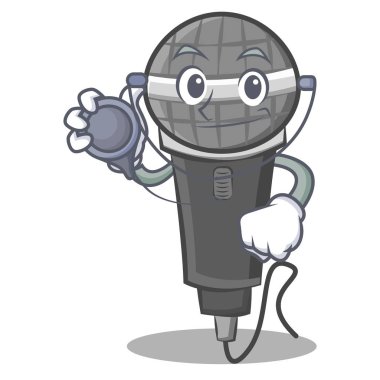 Doktor mikrofon karikatür karakter tasarımı