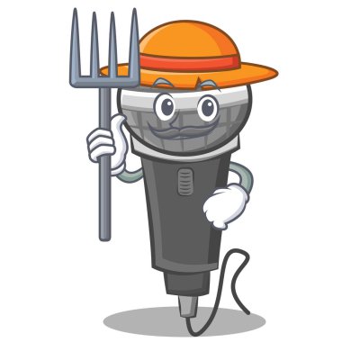 Çiftçi mikrofon karikatür karakter tasarımı