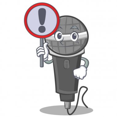 İşareti mikrofon karikatür karakter tasarımı ile