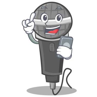 Telefon mikrofon karikatür karakter tasarımı ile
