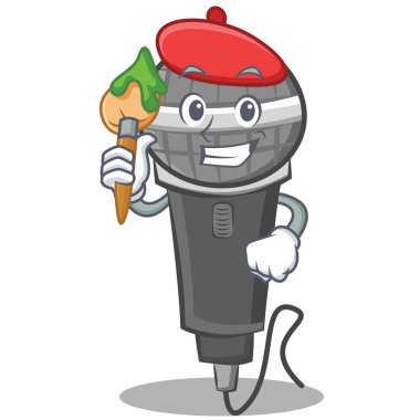 Sanatçı mikrofon karikatür karakter tasarımı