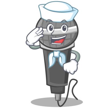 Denizci mikrofon karikatür karakter tasarımı