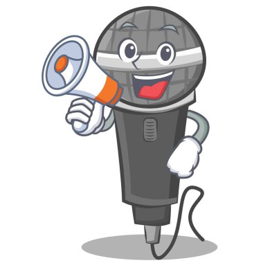 Megafon mikrofon karikatür karakter tasarımı ile