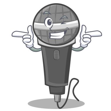 Wink mikrofon karikatür karakter tasarımı