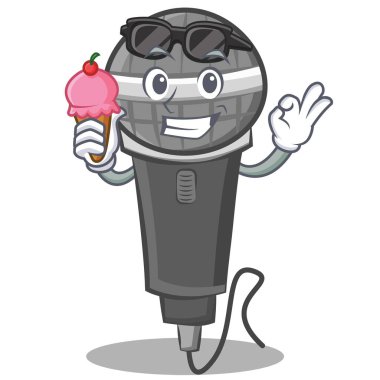 Dondurma mikrofon karikatür karakter tasarımı ile