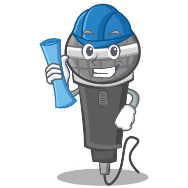 Mikrofon karikatür karakter tasarımı mimar