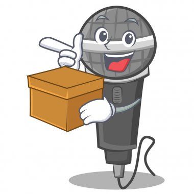 Kutusu mikrofon karikatür karakter tasarımı ile