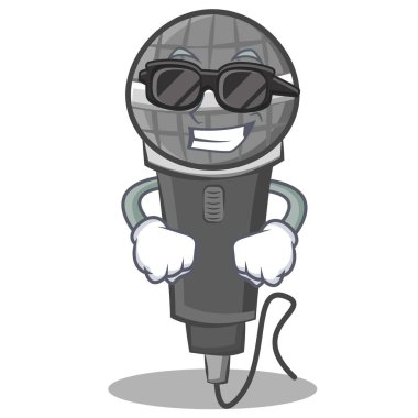Süper cool mikrofon karikatür karakter tasarımı