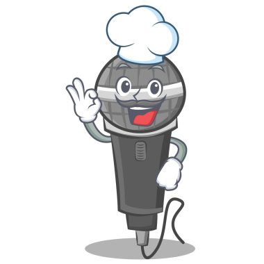 Şef mikrofon karikatür karakter tasarımı