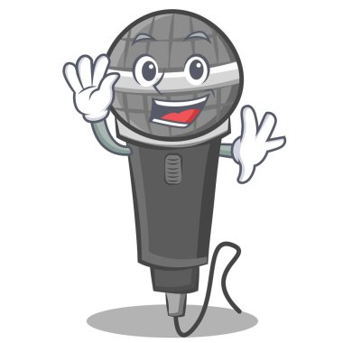 Mikrofon karikatür karakter tasarımı sallayarak