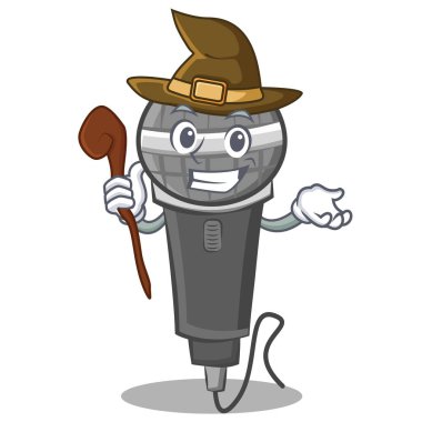 Cadı mikrofon karikatür karakter tasarımı