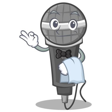 Garson mikrofon karikatür karakter tasarımı