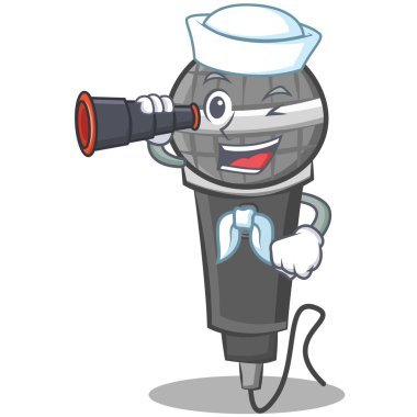 Denizci ile dürbün mikrofon karikatür karakter tasarımı