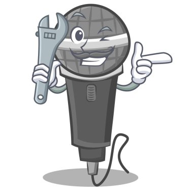 Mekanik mikrofon karikatür karakter tasarımı