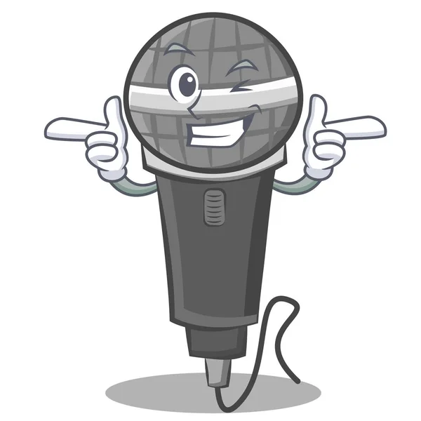 Augenzwinkern Mikrofon Zeichentrickfigur Design — Stockvektor
