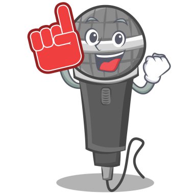 Köpük parmak mikrofon karikatür karakter tasarımı