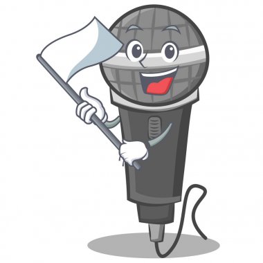 Bayrak mikrofon karikatür karakter tasarımı ile