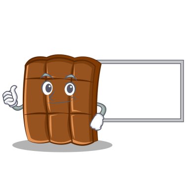 Başparmak yukarıya kurulu çikolata karakter karikatür tarzı ile