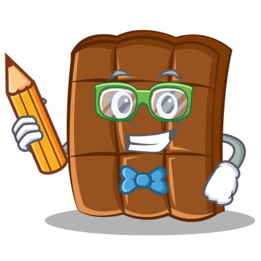 Kalem çikolata karakter karikatür tarzı ile öğrenci