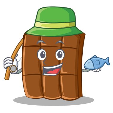 Çikolata karakter karikatür tarzı Balık tutma