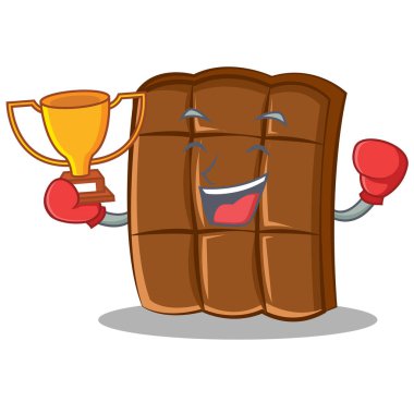 Boks şampiyonu çikolata karakter karikatür tarzı