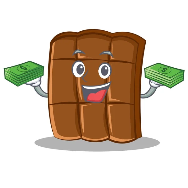 Avec de l'argent personnage de chocolat style dessin animé — Image vectorielle