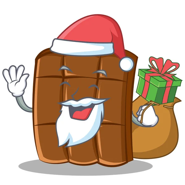 Père Noël avec cadeau chocolat personnage dessin animé style — Image vectorielle