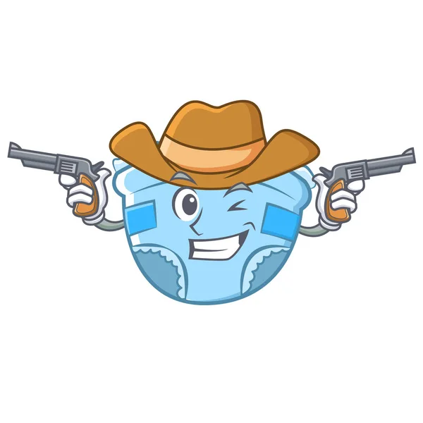 Cowboy bébé couche personnage dessin animé — Image vectorielle