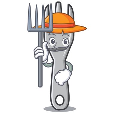 Çiftçi çatal karakter karikatür tarzı