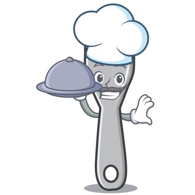 Şef yemek çatal karakter karikatür tarzı ile