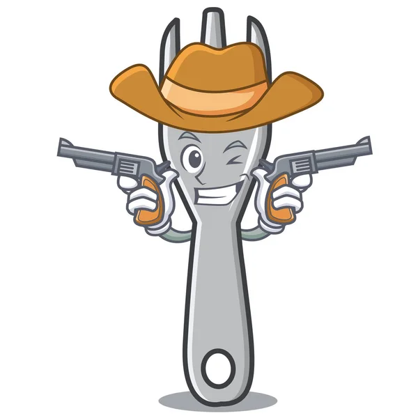 Cowboy garfo personagem desenho animado estilo —  Vetores de Stock
