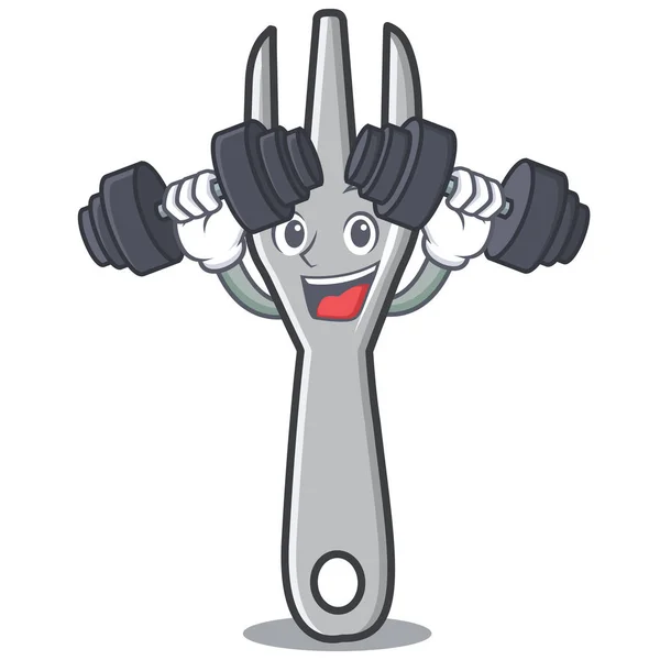 Tenedor de fitness carácter estilo de dibujos animados — Vector de stock