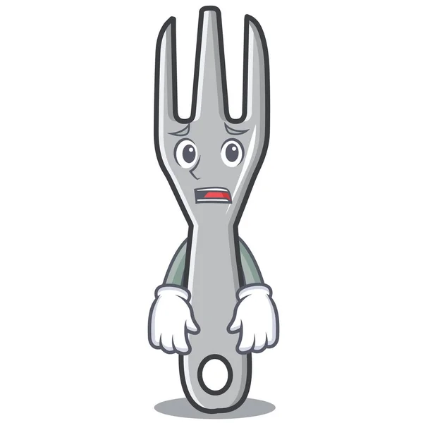 Fork effrayé personnage dessin animé style — Image vectorielle