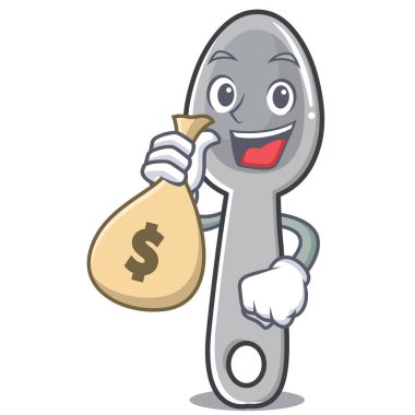 With money bag spoon character cartoon style