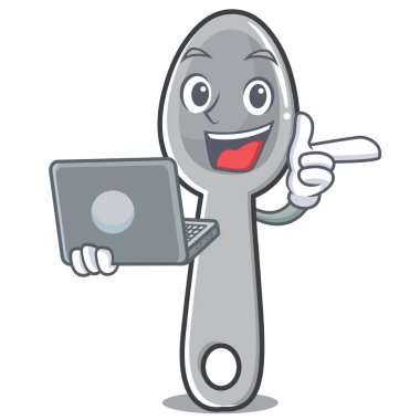 Dizüstü kaşık karakter karikatür tarzı ile