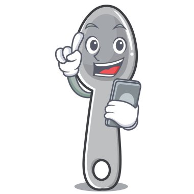 Telefon kaşık karakter karikatür tarzı ile