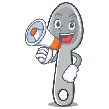 Megafon kaşık karakter karikatür tarzı ile