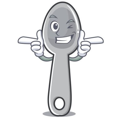 Wink kaşık karakter karikatür tarzı