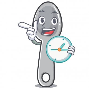 Saat kaşık karakter karikatür tarzı ile