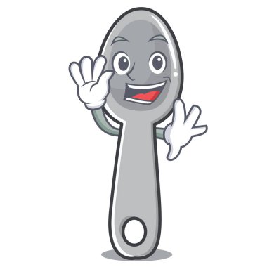 Kaşık karakter karikatür tarzı sallayarak