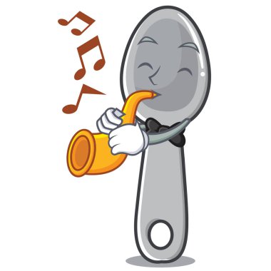 Trompet kaşık karakter karikatür tarzı ile