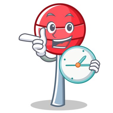 Saat tatlı lolipop karakter karikatür ile
