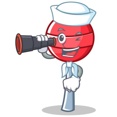 Denizci dürbün tatlı lolipop karakter karikatür ile