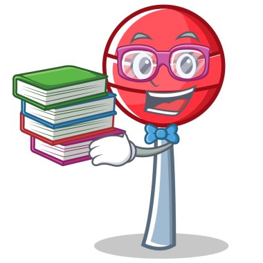 Öğrenci kitap tatlı lolipop karakter karikatür ile