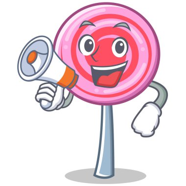 Megafon şirin lolipop karakter karikatür ile