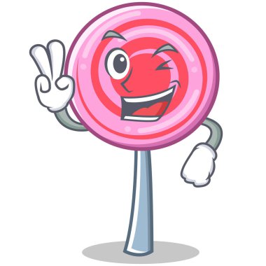 İki parmak şirin lolipop karakter karikatür