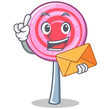 Zarf şirin lolipop karakter karikatür ile